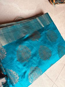 Teal Banarasi Silk Saree
