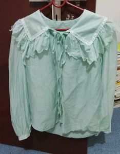Sheer Ruffle Collar Blouse