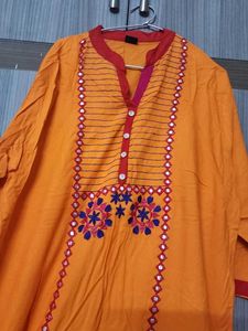 Orange Kurti with salwar