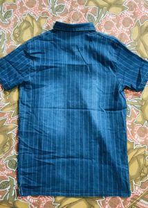 Men's Striped Denim Polo Shirt