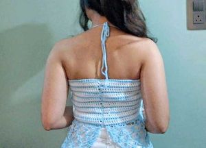 Crocheted Halter Top with Flower Detail