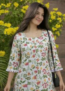 Floral Print Cotton Kurta