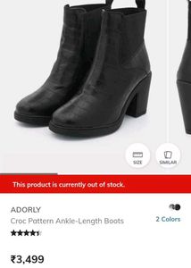 (Adorly)Stylish Black Croc Ankle Boots