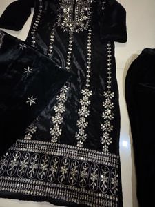 Elegant Black Velvet Salwar Suit