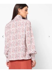 Paisley Print Tie-Neck Blouse