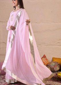INDDUS -  Pink Set with Gold Border