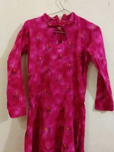 Vibrant Pink Kurta with Floral Print