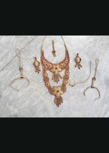 16.Stunning Red and Gold Bridal Jewellery Set