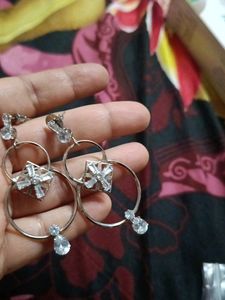 Silver Cz Stone Earrings