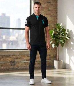 Classic Black Polo Shirt with Teal Accents