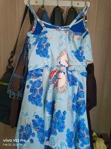 sale today- Blue &amp; White Print Ruffle swimsuit
