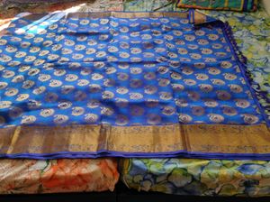 Royal Blue Silk Saree with Gold Motifs