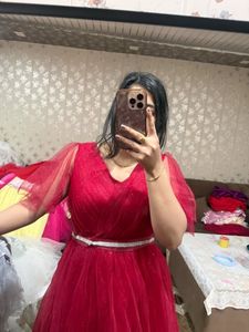 Elegant Red Tulle Evening Gown❤️🎀🦋
