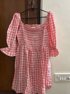 Pink Gingham Mini Dress