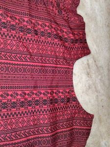Maroon Printed Full Sleeve Kurta