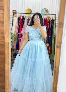 Stunning Sky Blue Sequined Gown