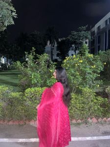 Elegant Anarkali Pink Kurta Set with Dupatta
