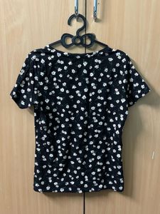 Honey Floral Print Black Top