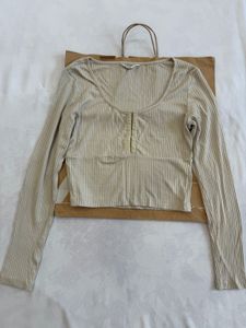 ONLY brand Ribbed Long Sleeve Cropped Top