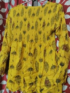 Yellow Printed Kurti