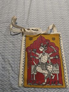 Hand-painted Tote Bag with Beads