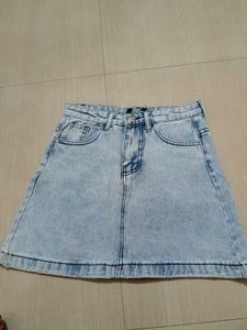 Light Wash Denim A-Line Skirt