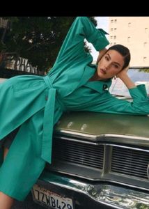 CROCODILE Green Trench Coat