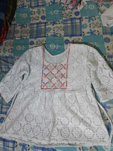 Boho Chic Embroidered White Lace Kurta