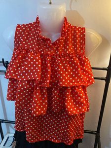 Red Polka Dot Ruffle Top