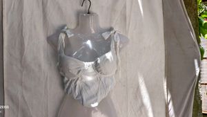 I. White Ruched Bustier Top