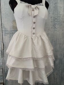 Cream Tiered Lace Dress