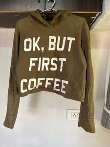 Coffee First Cropped Hoodie