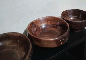 Set of 3 Wooden Mixing Bowls
