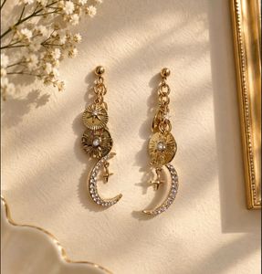 Celestial Moon & Star Dangle Earrings
