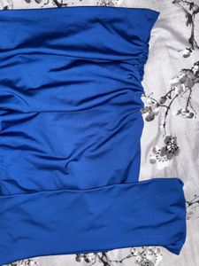 Blue Off-Shoulder Smocked Top