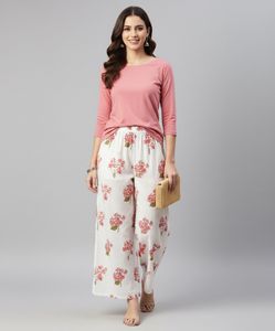 White Floral Palazzos