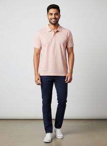 Pink Polo Shirt with Sailboat Pattern
