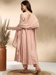 Elegant Peach Embroidered Kurta Set