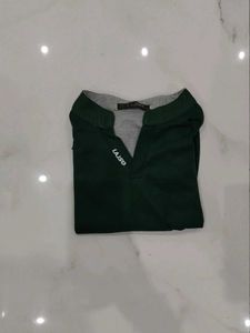 Stylish Dark Green Collared Top