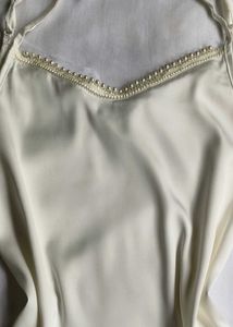 Cream Satin Camisole Top with Pearl Detail