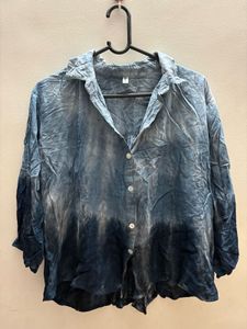 Blue Tie-Dye Button-Down Shirt
