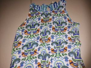 Charming Bird Print Sleeveless Dress