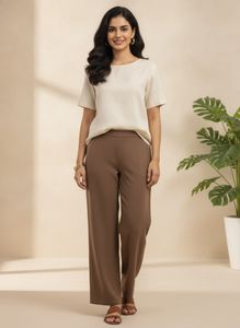 Elegant Brown Wide-Leg Trousers