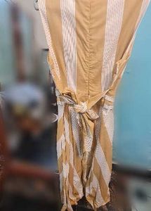 Beige striped linen dress by Mango 60%discount
