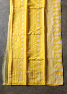 Vibrant Yellow soft all body weaving Jamdani saree