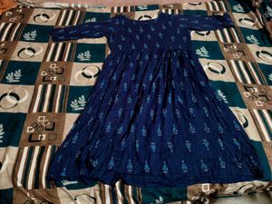 Elegant Navy Printed Anarkali Dress