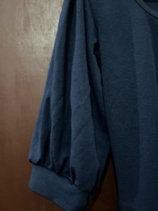 Navy Blue Puff Sleeve Top