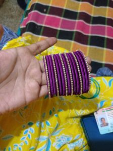 Vibrant Purple Bangles with Stone Embellishments