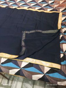 Elegant Navy Blue saree with Gold Border