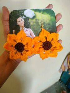 Sunflower Crochet Earrings